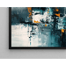 Abstract schilderij – stedelijke fragmenten | moderne muurposter met koele kleuren en oranje accenten