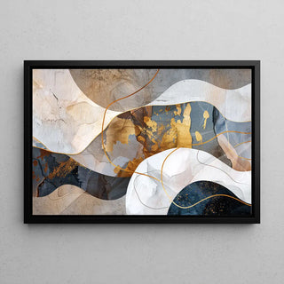 Tableau Abstrait – Fusion Minérale | Affiche Murale Élégante avec Détails Dorés et Effet Matière | Déco Luxe Moderne pour Salon ou Bureau Chic
