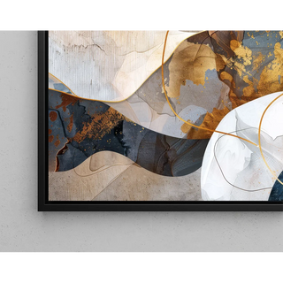 Tableau Abstrait – Fusion Minérale | Affiche Murale Élégante avec Détails Dorés et Effet Matière | Déco Luxe Moderne pour Salon ou Bureau Chic