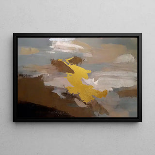 Tableau Abstrait – Nuée Dorée | Affiche Murale avec Détail Or et Tons Neutres | Déco Élégante et Raffinée pour Salon, Entrée ou Bureau Chic