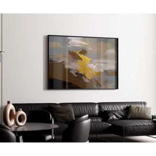 Tableau Abstrait – Nuée Dorée | Affiche Murale avec Détail Or et Tons Neutres | Déco Élégante et Raffinée pour Salon, Entrée ou Bureau Chic
