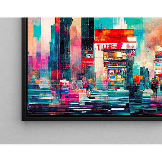 Tableau Abstrait – Pièces du Futur | Affiche Murale Futuriste aux Couleurs Vives et Ambiance Urbaine | Déco Moderne pour Salon ou Espace Créatif