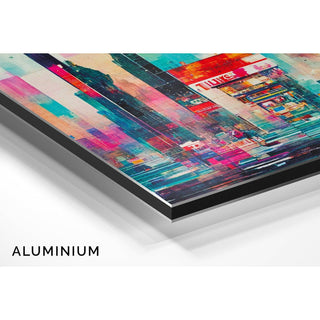 Tableau Abstrait – Pièces du Futur | Affiche Murale Futuriste aux Couleurs Vives et Ambiance Urbaine | Déco Moderne pour Salon ou Espace Créatif