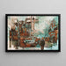 Abstract Schilderij – Stedelijke Herinnering | Vintage en Hedendaagse Poster Muurschildering in Roest- en Turquoise Tinten