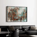 Abstract Schilderij – Stedelijke Herinnering | Vintage en Hedendaagse Poster Muurschildering in Roest- en Turquoise Tinten
