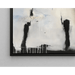 Abstract schilderij – Suspens silhouet | Muurposter mysterieuze zwart-blauwe afbeelding op lichte achtergrond