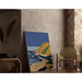 Schilderij gekleurd – Côte d’Été vintage | Poster maritiem landschap in retrostijl