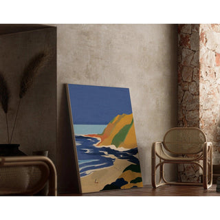 Tableau Coloré – Côte d’Été Vintage | Affiche Paysage Marin Style Rétro | Déco Inspirée des Affiches de Voyage pour Salon ou Bureau