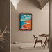 Colorful Painting – Striped Sky Cliffs | Minimalist Coastal Landscape Poster | Modern Decor for Living Room, Bedroom, or Office