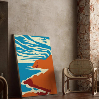 Tableau Coloré – Falaises au Ciel Zébré | Affiche Paysage Côtier Minimaliste | Déco Moderne pour Salon, Chambre ou Bureau
