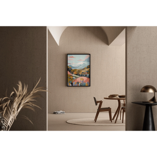 Tableau Coloré – Soleil d’Argile | Affiche Abstraite Tons Terre et Paysage Minimaliste | Déco Chaleureuse pour Salon ou Bureau
