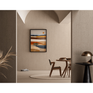 Tableau Coloré – Soleil d’Argile | Affiche Paysage Stylisé Terre Cuite et Tons Naturels | Déco Bohème pour Salon ou Chambre