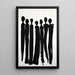 Decoratief schilderij – Effen silhouetten | Poster minimalistische abstracte zwart-wit | Elegante poster van gestileerde menselijke groep
