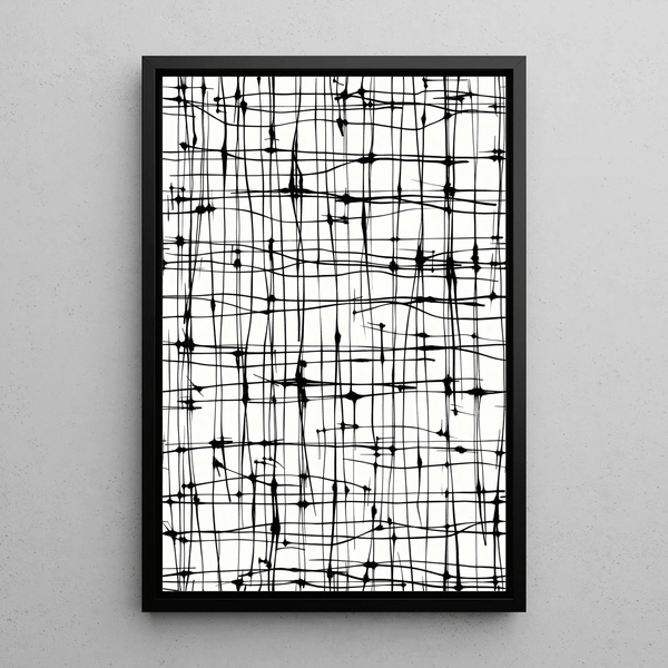 Tableau Design Noir et Blanc – Lignes Éthérées | Affiche Abstraite Graphique Moderne | Poster Minimaliste Élégant pour Intérieur Contemporain
