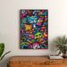 Pop Art Schilderij – Jungle Féline | Poster Kleurrijke Speelse Katten