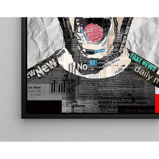 Tableau Street Art – La Rage de l’Info | Affiche Collage de Journaux | Poster Pop Art Contemporain sur la Désinformation et les Médias