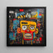 Poster Street Art – Gele Masker | Poster Styliseer hoofd met felle kleuren