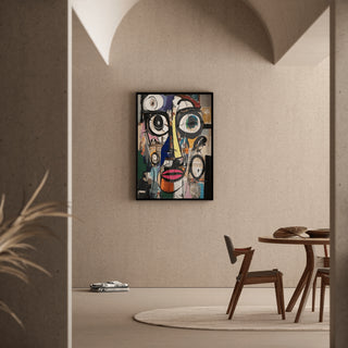 Tableau Street Art – Visage Fracturé | Poster Abstrait Urbain Multicolore | Affiche Moderne d’Art Contemporain Expressif