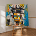 Schilderij Street Art – Gezicht Mechanisch van de Straat | Poster Muurkunst Pop Art Stijl Basquiat