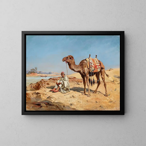 Arab painting in the desert - Tadeusz Ajdukiewicz — framed artwork on a wall