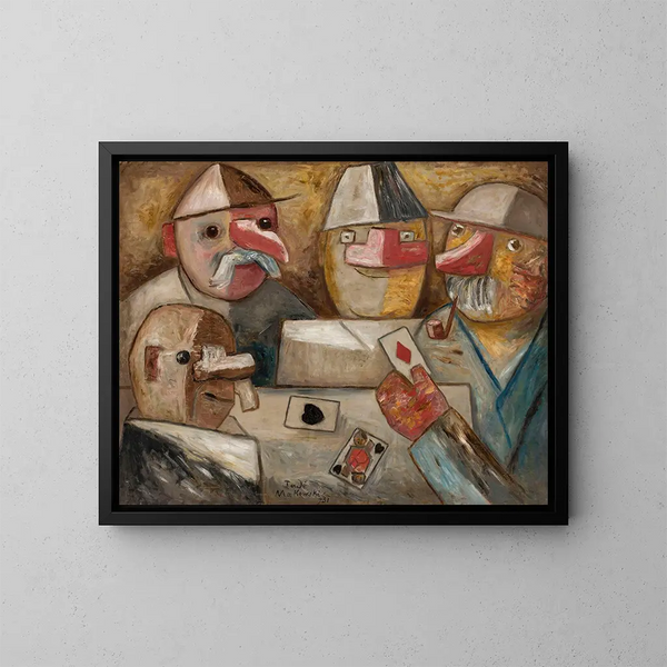 Kaartspel - Tadeusz Makowski — ingelijst kunstwerk aan de muur