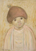 Kleine meisje met een beret met pompon - Tadeusz Makowski — weergave van het kunstwerk