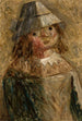 Kleine meisje met hoed schilderij - Tadeusz Makowski — weergave van het kunstwerk