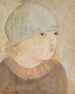Meis met blauwe hoed - Tadeusz Makowski — weergave van het kunstwerk