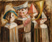 Vier kinderen met een trompet - Tadeusz Makowski — weergave van het kunstwerk