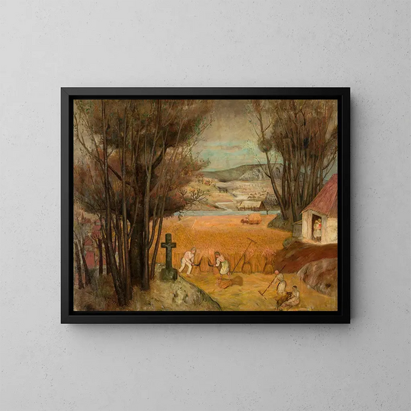 Oogst in een veld - Tadeusz Makowski — ingelijst kunstwerk aan de muur