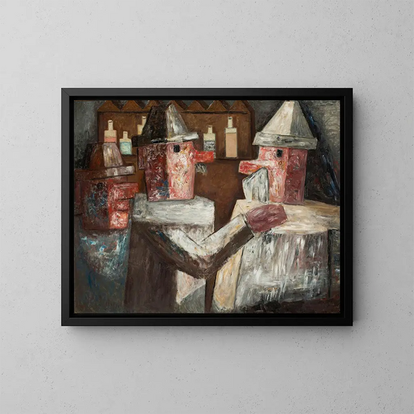 in een bar - Tadeusz Makowski — ingelijst kunstwerk aan de muur