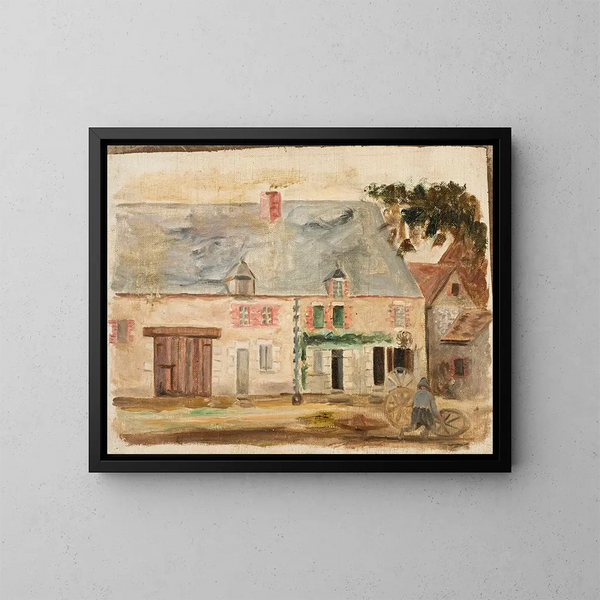 De tuinman voor het huis - Tadeusz Makowski — ingelijst kunstwerk aan de muur