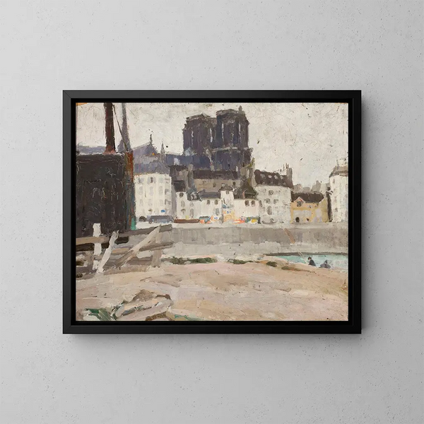 Landschap met de kathedraal Notre-Dame - Tadeusz Makowski — ingelijst kunstwerk aan de muur