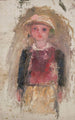 Kleine meisje in rood vest - Tadeusz Makowski — weergave van het kunstwerk