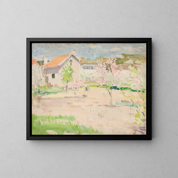 Landschapschilderij lente - Tadeusz Makowski — ingelijst kunstwerk aan de muur