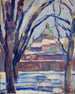 Landschap in de winter vanaf de kerk - Tadeusz Makowski — weergave van het kunstwerk