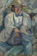 Portret van een man met een witte hoed - Tadeusz Makowski — weergave van het kunstwerk
