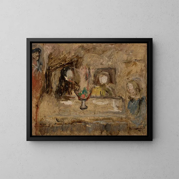 Aan tafel - Tadeusz Makowski — ingelijst kunstwerk aan de muur