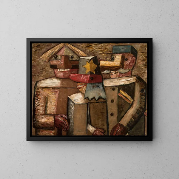 Cheminots - Tadeusz Makowski — ingelijst kunstwerk aan de muur