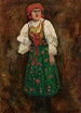 Vrouw in volkskostuum van Krakau - Tadeusz Makowski — ingelijst kunstwerk aan de muur
