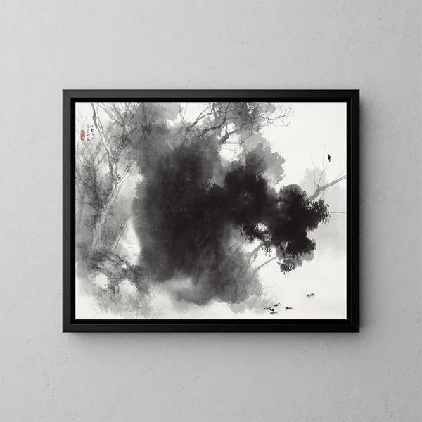 Birds at Rest - Takeuchi Seihō — framed artwork on a wall
