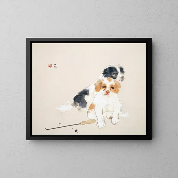 Au coin du feu - Takeuchi Seihō — framed artwork on a wall