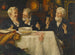 Drie mannen aan tafel - Talbot Hughes — weergave van het kunstwerk