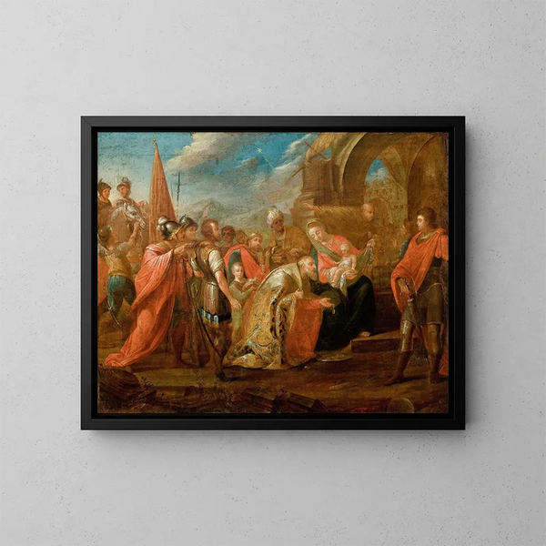 Adoration of the Magi - Teodor Baltazar Stachowicz — framed artwork on a wall