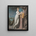 portret van een jonge vrouw leunend tegen een zuil, een landschap daarachter - Teodoro Matteini — ingelijst kunstwerk aan de muur