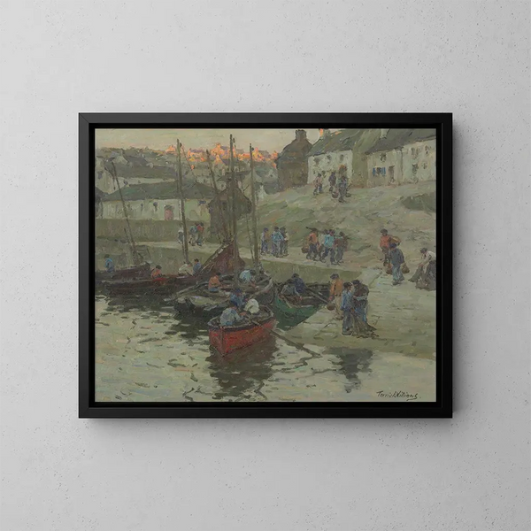 Fishermen at Dusk, Audierne, Brittany - Terrick Williams — framed artwork on a wall