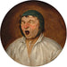 Hoofd van een man met open mond - Pieter Brueghel de Jonge — gepresenteerd in een interieur