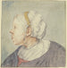 Hoofd van een vrouw met een kleine hoed - Cornelis Dusart — weergave van het kunstwerk