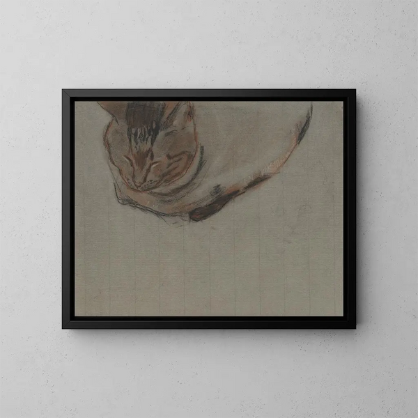 Cat lying down - Theo Nieuwenhuis — framed artwork on a wall
