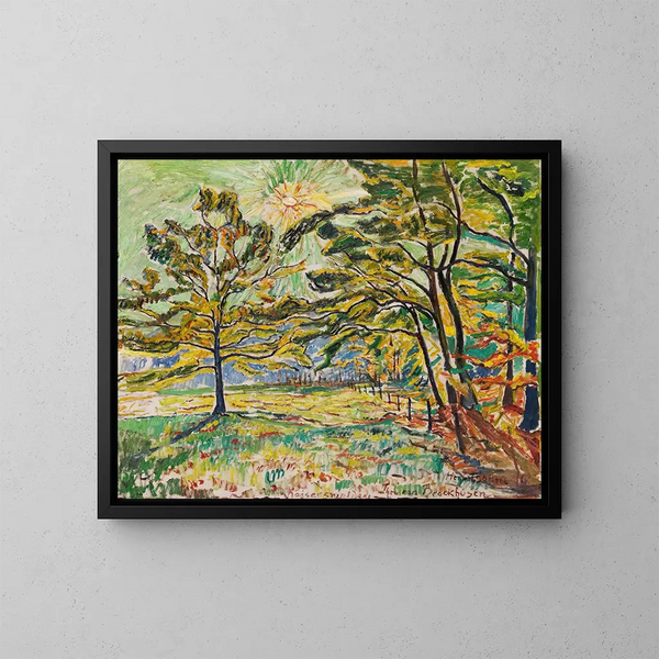 Autumn Sun Painting - Theo Von Brockhusen — framed artwork on a wall